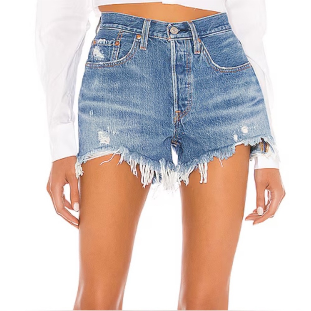 Levis NWT 501 Original High Rise Distressed Button Fly Denim Jeans Shorts